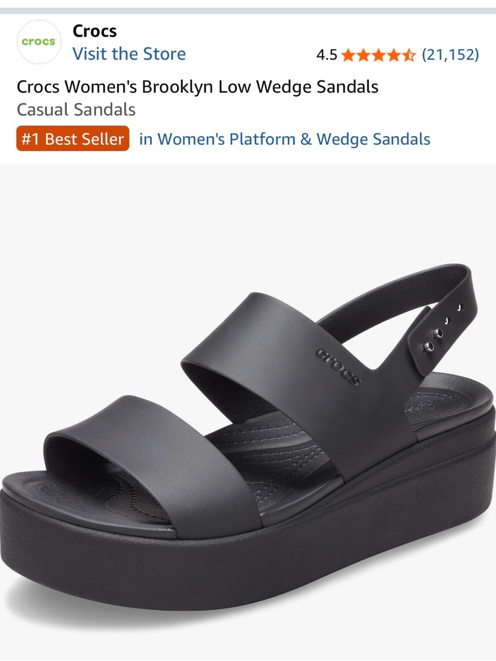 CROCS Women's Brooklyn Low Platform Sandals — Black